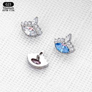 G23 <b>Titanium</b> God's Eye Earrings Opal Inlay Prong Setting Cartilage <b>Studs</b> Party Jewelry - Product Image 4