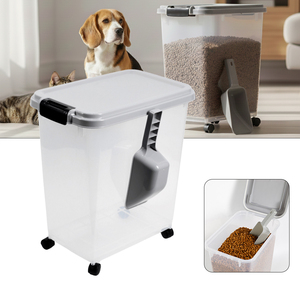 Conteneur <span class=keywords><strong>de</strong></span> stockage hermétique <span class=keywords><strong>pour</strong></span> aliments <span class=keywords><strong>pour</strong></span> animaux <span class=keywords><strong>de</strong></span> compagnie (chats et chiens) <span class=keywords><strong>de</strong></span> 30 litres avec pelle et roues - Product Image 1