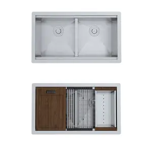 Ideal for Wine Cellar Basement Sport Gym Laundry Travel Trailer Home Bar SUS304 Double Bowls Undermount Stainless Steel Sink