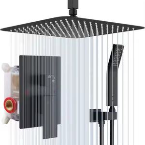 Sistema de Ducha de Techo Cuadrado Hyundai de 12 Pulgadas, Acero Inoxidable, Montado en la Pared, 3 Vías, Acabado Pulido, Lluvia Suave - Product Image 3