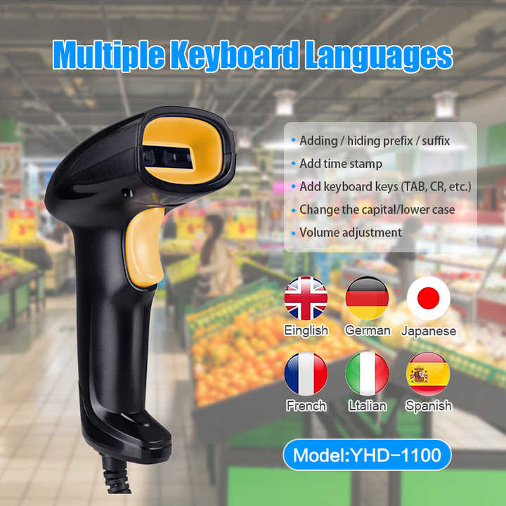 YHD-1100L USB Handheld 1D Barcode Scanner Supermarket Laser Bar Code ...