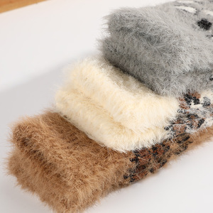 Hiver Blanc Gris Café Animal Sauvage Imprimé Léopard Points Jacquard pour Écran Tactile Faux Vison Fourrure <span class=keywords><strong>Mitaine</strong></span> Chaude Extérieur - Product Image 6