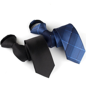 Nueva moda Color sólido rayas a cuadros 6cm poliéster conveniente cremallera <span class=keywords><strong>corbata</strong></span> <span class=keywords><strong>traje</strong></span> Formal <span class=keywords><strong>traje</strong></span> de negocios hombres decoración corbatas - Product Image 4