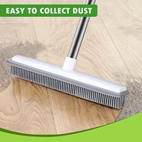 Balai en caoutchouc pour poils d'animaux Brosse de sol pour épilateur de chien avec raclette intégrée Balai en silicone adapté à toutes les surfaces