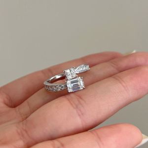 Dylam New Design Top High Jewelry S925 Silver D Color VVS1 Moissanite Stone Open <b>Adjustable</b> Fashion Fine Wedding Promise <b>Rings</b> - Product Image 3