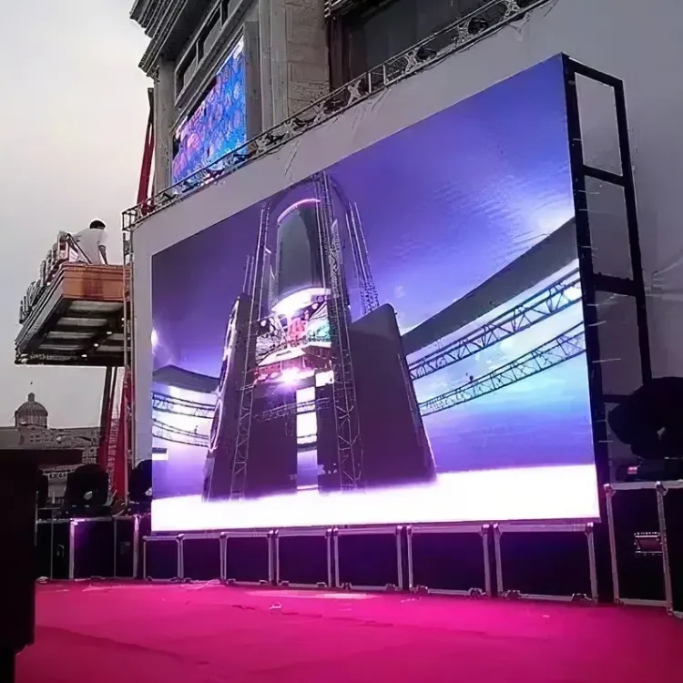 Kabinet sewa aluminium P4.81 500*1000Mm luar ruangan layar besar Tv luar ruangan layar sewa Led panggung