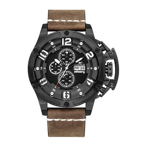 นาฬิกาข้อมือผู้ชายขนาด 48 มม. หน้าปัดใหญ่ กันน้ำ สายหนัง ระบบควอตซ์ - Product Image 1