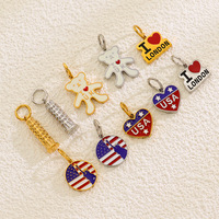 Pendentif drapeau britannique London Bear mignon en acier inoxydable plaqué or 18 carats, breloque de bijoux DIY