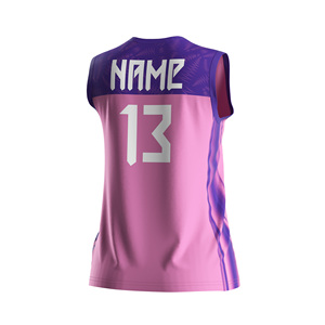 เสื้อวอลเลย์บอลแขนกุดสีชมพูสำหรับทีมหญิง พิมพ์ลายเฉพาะตัว เย็บตะเข็บเสริมความแข็งแรง - Product Image 3