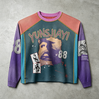 T-shirt à manches longues vintage personnalisé, style grunge punk, imprimé graphique, t-shirt oversize à manches raglan, t-shirt pour homme