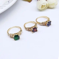 Bague en Pierre Naturelle pour Femme, Bague Incrustée de Métal Géométrique, Bijoux, Bague en Zircon Coloré et Cristal