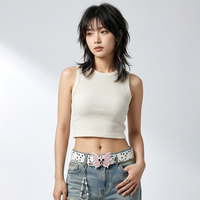Ceinture décorative en cuir PU imprimé étoiles avec boucle papillon Y2K, ceinture de taille mignonne avec nœud et étoiles pour femme, vente en gros
