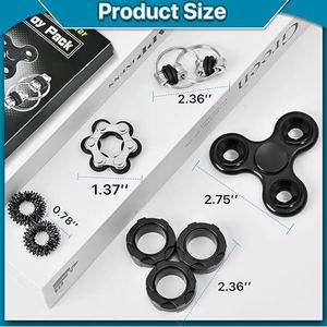 Plastic ADHD Fidget Toys for Adults-Sensory <b>Ring</b> <b>Spinner</b> Chain Desk Gadget Anti-Anxiety Stress Relief Includes 3 <b>Rings</b> - Product Image 2