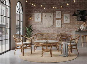 Juego de Mesa de Centro y Silla de Ratán Hechas a Mano FLADEO, Diseño Modular de Madera Moderna y Duradera, Muebles para Sala de Estar y Apartamento, Gran Venta - Product Image 2