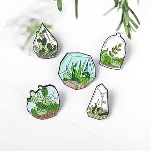 Épingles en émail de plantes en pot uniques personnalisées en gros Terrarium Cactus <span class=keywords><strong>Aloe</strong></span> Broches Épinglette pour enfants et amis - Product Image 2