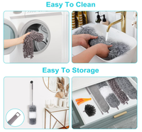 Kit de dépoussiérage en microfibre avec perche télescopique, têtes pliables et lavables pour nettoyer les ventilateurs de plafond, les toiles d'araignées et les stores de plafond hauts
