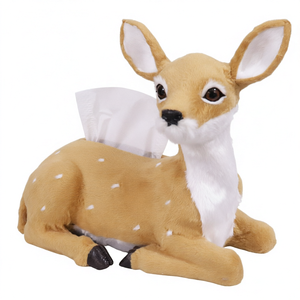 Boîte à mouchoirs élégante et mignonne en forme de cerf Sika, faite à la main, accessoire de décoration de bureau unique pour Noël, porte-mouchoirs sans remplissage - Product Image 2