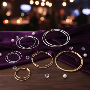 Tending stile Punk di lusso orecchini a bottone di cristallo gioielli a cerchio di perle per le donne per feste vendita calda all'ingrosso - Product Image 3