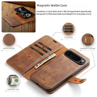 Étui de protection magnétique rétro en cuir PU fait main pour Google Pixel 9 Pro XL, étui de téléphone 2-en-1