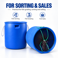 STARFISH Seau de transport robuste pour poissons vivants avec filet anti-saut en HDPE 48x75cm pour l'aquaculture, vente en gros