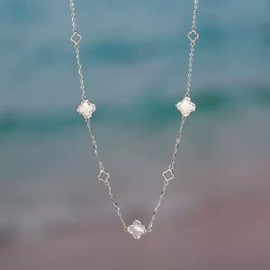 תליון סיטונאי תכשיטים אופנה מצופה זהב 14 קראט שרשרת תלתן 925 מעטפת זהב פנינה מתכווננת שרשרת - Product Image 5