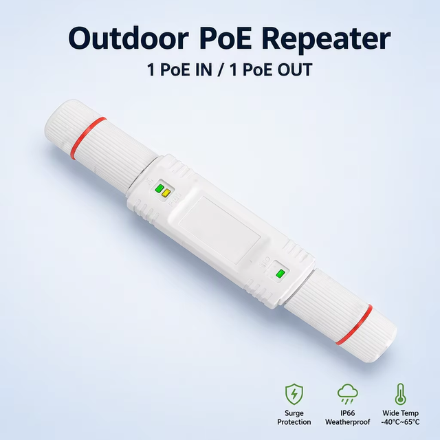 High Speed 10/100Mbps Waterproof PoE Extender Repeater for Ip Camera and Wireless Ap Outdoor Use