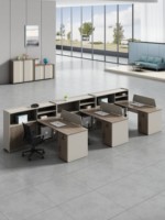 Ensemble de mobilier de bureau commercial moderne et durable en bois, anti-rayures, avec bureau, chaise et rangement multifonctionnel pour 2 à 6 postes de travail