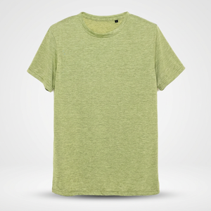 Camiseta de Algodón Verde Sólido de Corte Regular para Hombre, Cuello Redondo, Manga Corta, Informal, Transpirable, Tejido de Punto - Product Image 2