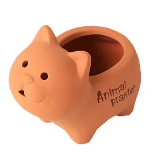 Pot de fleurs <span class=keywords><strong>en</strong></span> <span class=keywords><strong>terre</strong></span> <span class=keywords><strong>cuite</strong></span> <span class=keywords><strong>en</strong></span> forme de chat amusant - Product Image 1