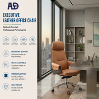 Chaise de bureau de direction en cuir véritable de luxe, cadre en aluminium, dossier haut, design ergonomique, fonctionnalités réglables, base chromée - Maison