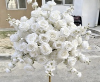 Boule de fleurs blanches avec roses et orchidées artificielles grandes boules de fleurs de mariage en soie pour la décoration de centres de table d'arrangement