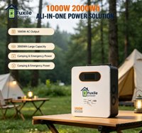 Station portable LiFePO4 1000W 2000Wh, générateur solaire à onde sinusoïdale pure, compatible panneau solaire automobile, puissance de crête 2000W, ports de sortie multiples