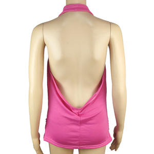 Robe mini sexy dos nu à col licou en velours côtelé uni, style européen, pour femme, collection été 2026 - Product Image 6