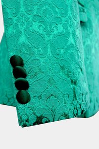 Abito da ballo classico da uomo da sposa smoking <span class=keywords><strong>verde</strong></span> <span class=keywords><strong>verde</strong></span> <span class=keywords><strong>verde</strong></span> damasco Tuxedo 3 pezzi abiti da uomo - Product Image 5