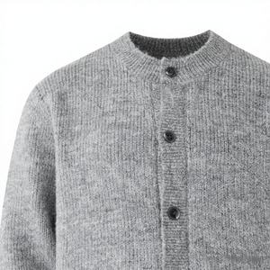 Cardigan en tricot côtelé à col rond boutonné pour homme, décontracté et chaud, toutes saisons, couleur personnalisable - Product Image 3