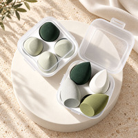 Éponge de maquillage à quatre compartiments, soyeuse et moelleuse, pour fond de teint, compacte et portable, outil de beauté pour femmes, pour un usage quotidien.