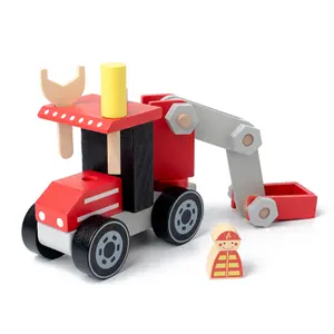 Destacável da cidade das obras de construção de brinquedo de madeira crianças escavadeira caminhão
