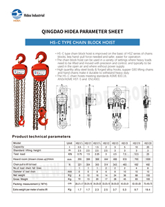 Polipasto de Cadena Manual HIDEA de 0.5t a <span class=keywords><strong>20t</strong></span> para Garaje, Almacén, Maquinaria Automotriz, Color Naranja, Modelo HS-C - Product Image 2