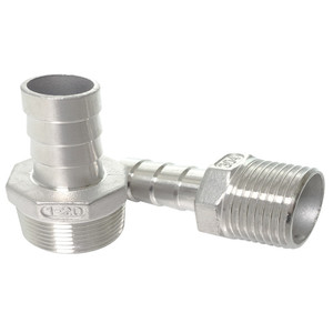 Conector de manguera Hexagonal de acero inoxidable 304, reductor de 6 puntos, rosca macho, lengüeta, inserto de cuero, junta de bambú para accesorios de tubería baja - Product Image 2