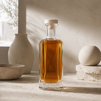 Bouteille en verre transparente carrée de 750 ml avec bouchon en liège, bouteille de tequila, logo personnalisable