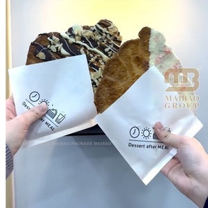 Custom Printed Oil-proof <strong>Grease</strong> Proof Kraft Paper Flat Snack Burger Sandwich, Donut Bread Takeaway Flat Croissant Bag - Product Image 2