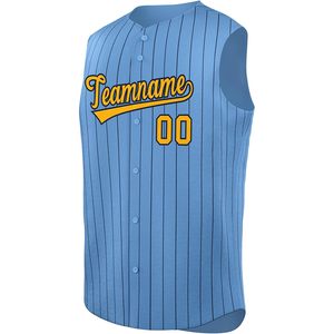 Maillot de baseball personnalisé sans manches à rayures fines, gilet entièrement boutonné, nom et numéro personnalisés, unisexe, adulte, vêtements de sport respirants - Product Image 1