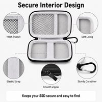 Étui de voyage rigide en EVA pour disque dur, organisateur de rangement antichoc avec poche en filet pour câbles et clé USB, coque noire