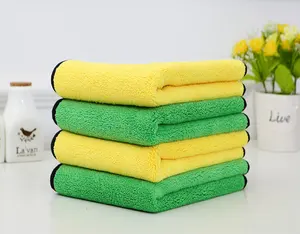 Microfiber Schoonmaak Handdoek Dual Layer Auto Schoonmaken Kleding Koraal Fleece Wasdoek Voor Polijsten Drogen Waxen Thuis