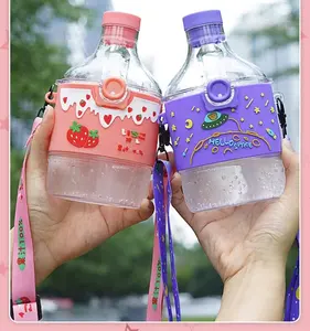 Mùa hè dây đeo Ấm đun nước với pop-up bìa cho trẻ em phun trẻ em và sinh viên ngoài trời portablestraw chai nước