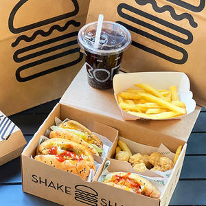 Caja de Papel Personalizada para <span class=keywords><strong>Comida</strong></span> Rápida para Llevar Pollo Frito Hamburguesas Pescado y Papas Fritas - Product Image 3