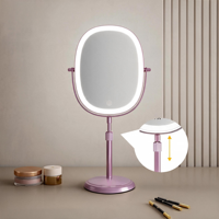 Desktop Cosmetic Adjustable Lift Stand Metal+Glass 7X Magnifying Stepless Dimming LED Lighted Touch Switch Personalized Mirror