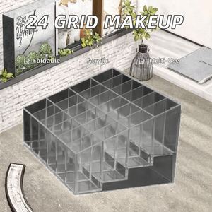 24 Grid Acrylic Makeup Organizer Storage <b>Box</b> Lipstick Jewelry & Cosmetic <b>Display</b> Stand Brush Holder Standing Type Storage Rack - Product Image 2