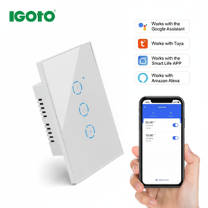 Interruptor de Pared Inteligente Igoto con Wifi, Control Remoto Táctil de Vidrio, Compatible con Alexa, Asistente de Google y Aplicación Tuya - Product Image 1