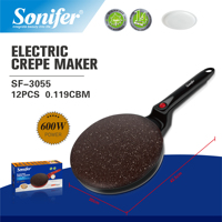 Sonifer SF-3055 Vente en gros Utilisation domestique 220v 20CM Revêtement antiadhésif Plaque chauffante électrique Crêpière automatique portative